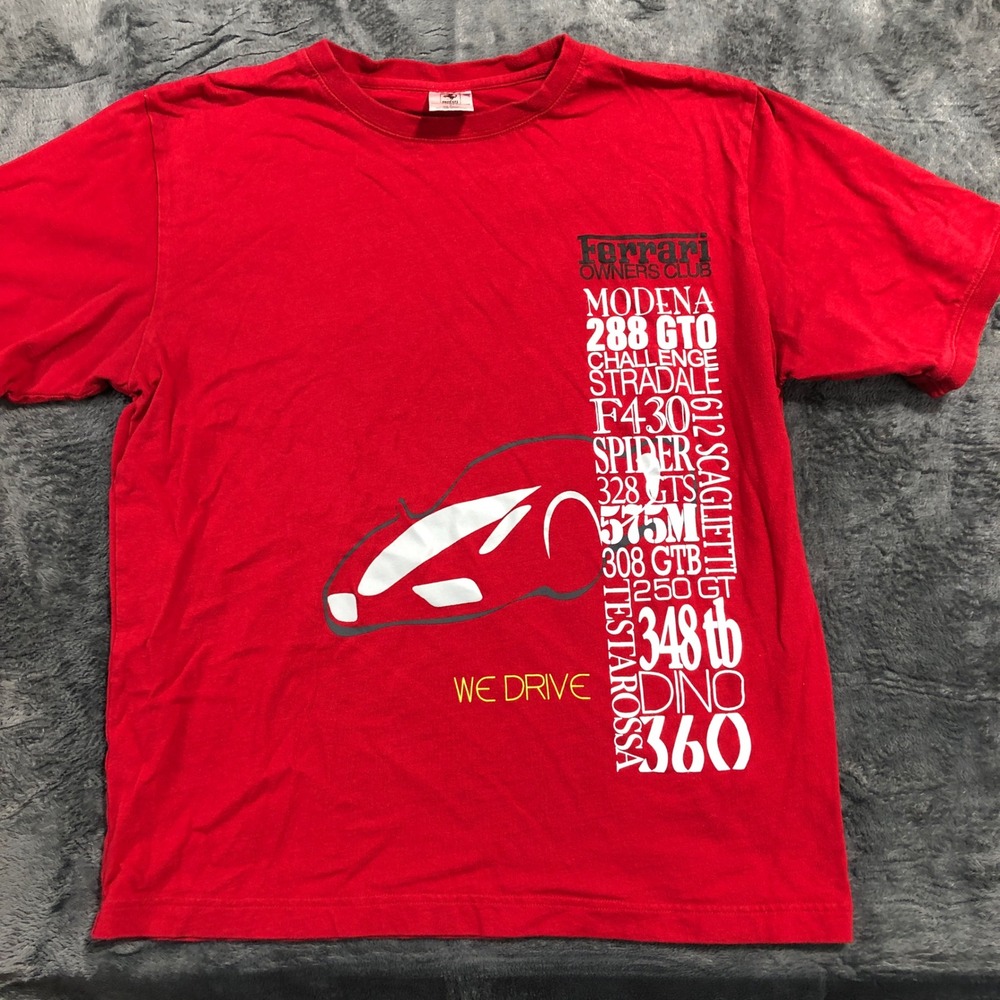 Ferrari Owners Club T-Shirt Mens L Red Graphic 288 GTO F430 Testarossa CPG